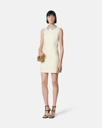 Kristall-Satin-Mini-Kleid in A-Linie