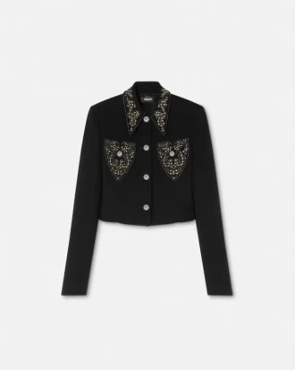 Kurze Jacke aus Wolle mit Nieten