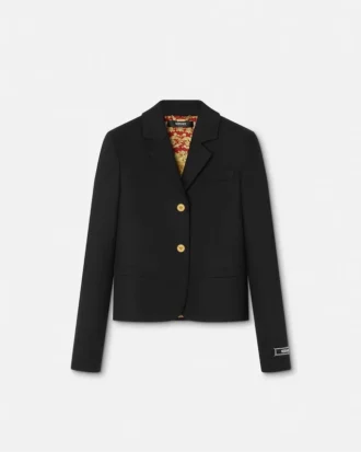 Kurzer, kastenförmiger Blazer aus Gabardine
