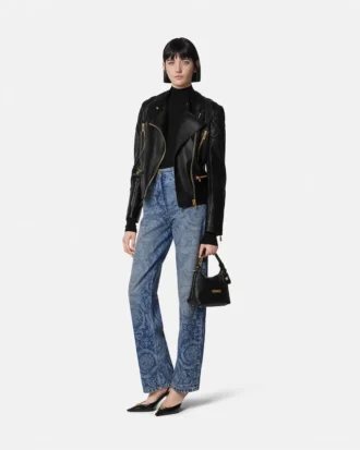 Leder-Bikerjacke