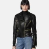 Leder-Bikerjacke