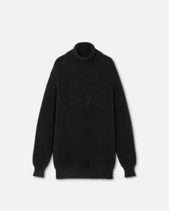 Logo-Strickpullover mit langem Rollkragen