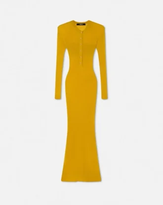 Maxikleid aus geripptem Merinowollstrick