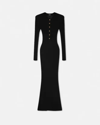 Maxikleid aus geripptem Merinowollstrick