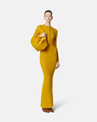 Maxikleid aus geripptem Merinowollstrick