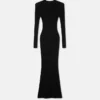 Maxikleid aus geripptem Merinowollstrick