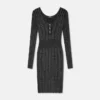 Midi-Kleid aus geripptem Strick mit Lurex-Anteil