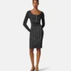 Midi-Kleid aus geripptem Strick mit Lurex-Anteil