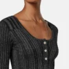 Midi-Kleid aus geripptem Strick mit Lurex-Anteil