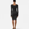 Midi-Kleid aus geripptem Strick mit Lurex-Anteil