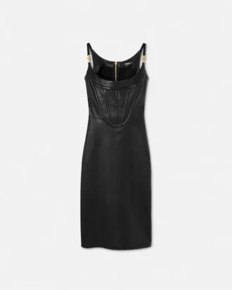 Midi-Kleid aus Leder mit Korsett