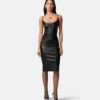 Midi-Kleid aus Leder mit Korsett