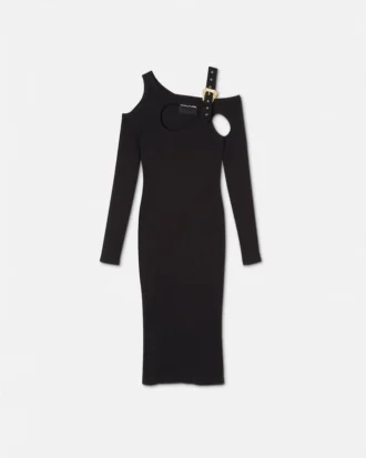 Midi-Kleid mit barocker Schnalle und Ausschnitt