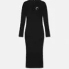 Midi-Kleid mit barocker Schnalle und Ausschnitt