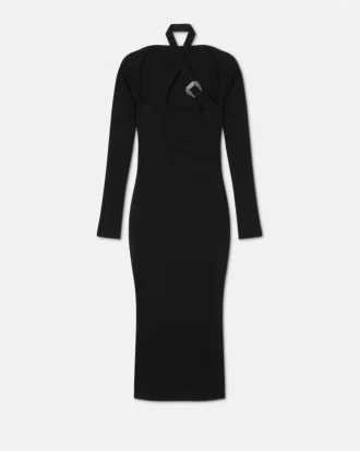 Midi-Kleid mit barocker Schnalle und Ausschnitt