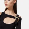 Midi-Kleid mit barocker Schnalle und Ausschnitt