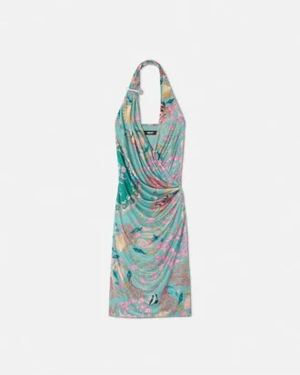 Midi-Kleid mit Neckholder und „Underwater Barocco”-Print