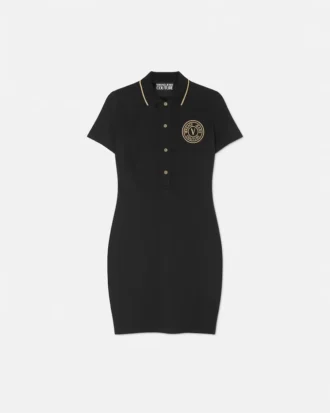 Midi-Polo-Kleid mit V-Emblem