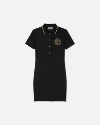 Midi-Polo-Kleid mit V-Emblem