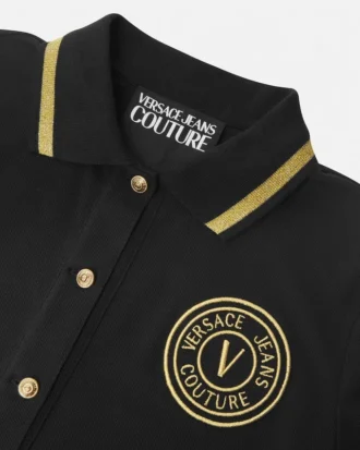 Midi-Polo-Kleid mit V-Emblem