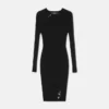 Mini-Kleid aus geripptem Strick mit Sicherheitsnadel