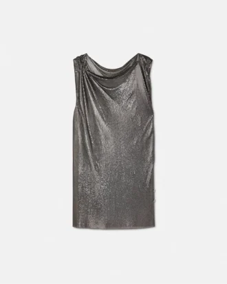 Mini-Kleid aus Metallgewebe mit Sicherheitsnadel