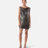 Mini-Kleid aus Metallgewebe mit Sicherheitsnadel
