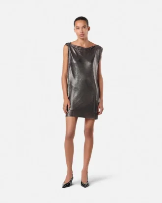 Mini-Kleid aus Metallgewebe mit Sicherheitsnadel