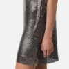Mini-Kleid aus Metallgewebe mit Sicherheitsnadel