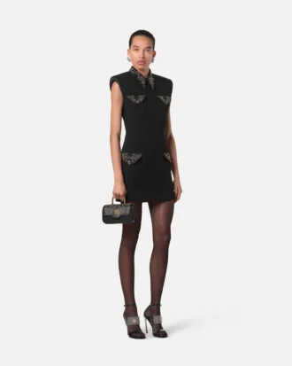 Mini-Kleid aus Wolle mit Nieten