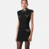 Mini-Kleid aus Wolle mit Nieten