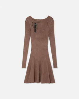 Mini-Kleid mit Rippstrick und barocken Schnallen