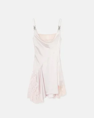 Minikleid aus Satin mit Spitzenbesatz