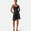 Minikleid aus Satin mit Spitzenbesatz