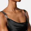 Minikleid aus Satin mit Spitzenbesatz