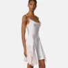 Minikleid aus Satin mit Spitzenbesatz