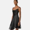 Minikleid aus Satin mit Spitzenbesatz