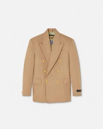Mélange-Wollblazer mit doppelter Knopfleiste