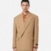 Mélange-Wollblazer mit doppelter Knopfleiste