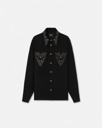 Overshirt aus Wolle mit Nieten