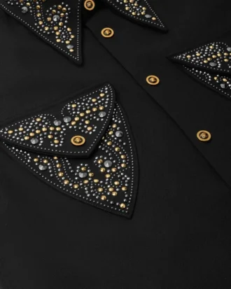 Overshirt aus Wolle mit Nieten