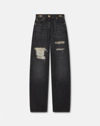 Regular-Fit-Jeans mit Metallgitter