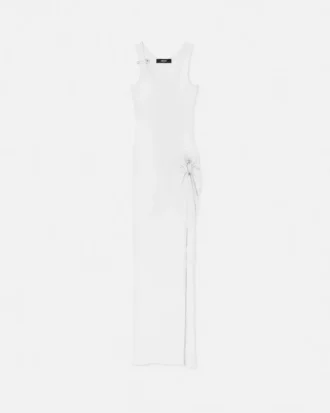 Rippstrick-Drapierkleid mit Sicherheitsnadel