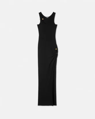 Rippstrick-Drapierkleid mit Sicherheitsnadel
