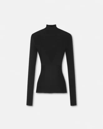 Rippstrick-Rollkragenpullover aus Wolle