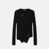 Safety Pin Asymmetrischer Strickpullover mit Rippmuster