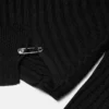 Safety Pin Asymmetrischer Strickpullover mit Rippmuster