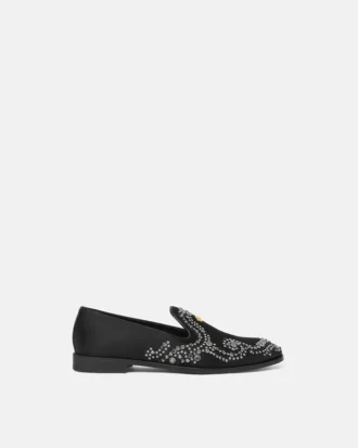 Satin-Slipper mit Medusa-Verzierung