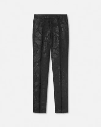Schmale formelle Hose aus Jacquard-Wolle und Viskose