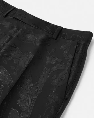 Schmale formelle Hose aus Jacquard-Wolle und Viskose
